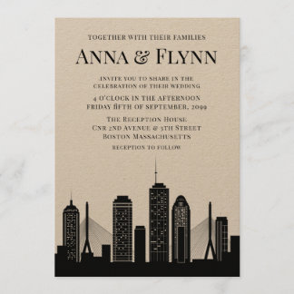 Invitación Fiesta de bodas en la ciudad de Boston en Massachu