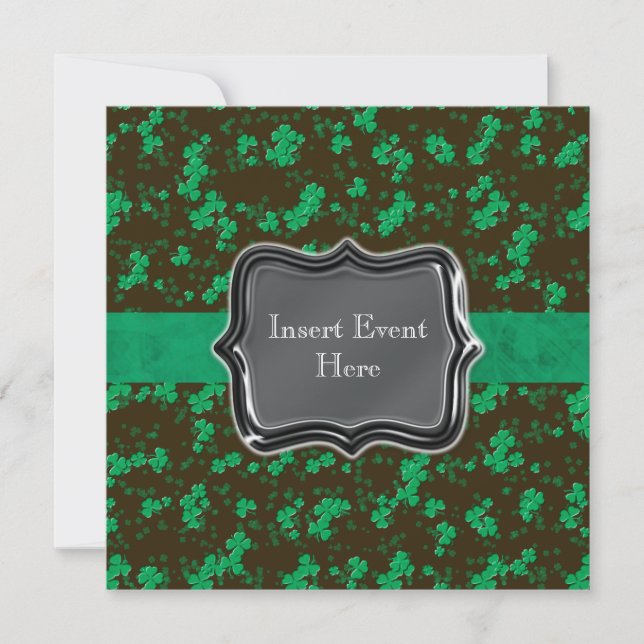 Invitación Fiesta de bodas irlandesa verde negro (Anverso)