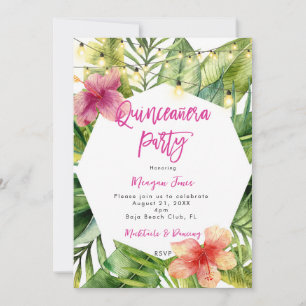 Invitación fiesta de boho quinceanera floral tropical