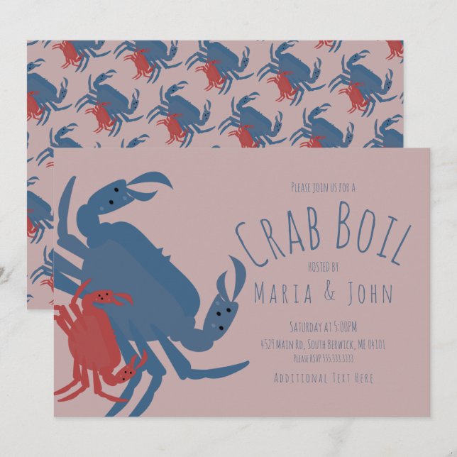 Invitación Fiesta de Boil de Cangrejo Cumpleaños Cena Langost (Anverso / Reverso)