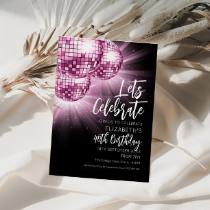 Invitación Fiesta de Bola de Purpurina Rosa