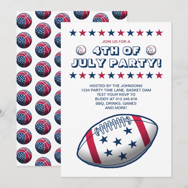 Invitación Fiesta de Bolas del 4 de Julio (Anverso / Reverso)