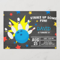 Fiesta de boliche Chalkboard Strike Up Divertido C