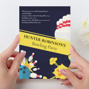Invitación Fiesta de boliche moderno