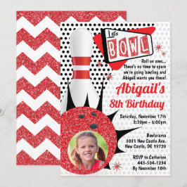 Invitación Fiesta de boliche retro hinchado con foto