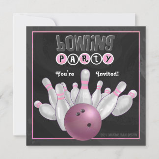 Invitación Fiesta de boliche rosado de moda