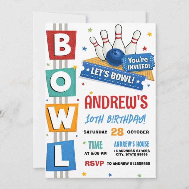 Invitación Fiesta de Bolos Personalizada (Anverso)