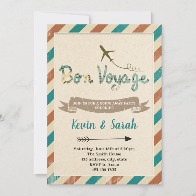 Invitación Fiesta de Bon voyage (Anverso)