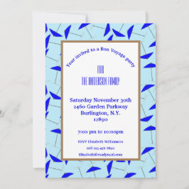 Invitación Fiesta de Bon voyage con modelo de paraguas azul