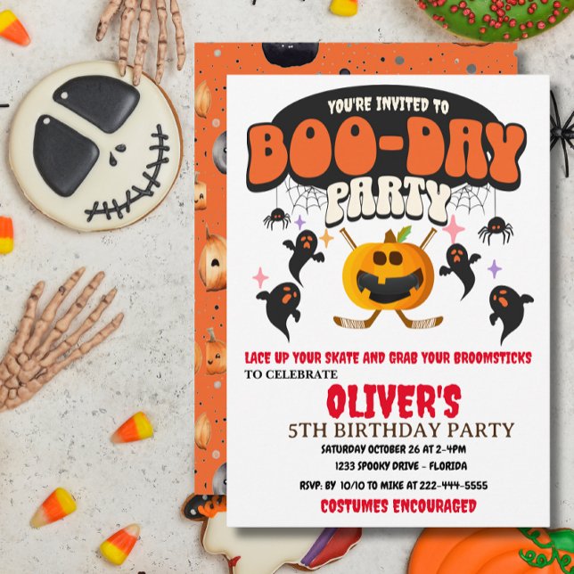 INVITACIÓN FIESTA DE BOO-DAY HALLOWEEN PUMPKIN HOCKEY (Subido por el creador)