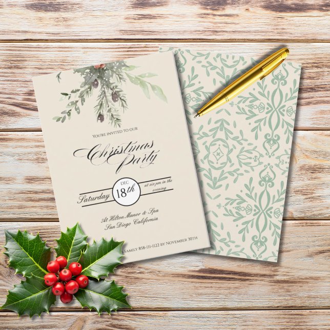 Invitación Fiesta de Botánicas de Invierno de Navidad Follaje (Subido por el creador)