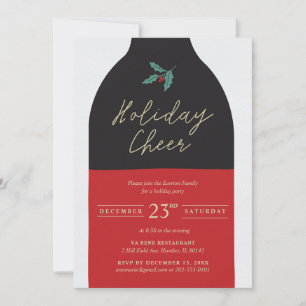 Invitación Fiesta de botellas de vino de Cheer de vacaciones