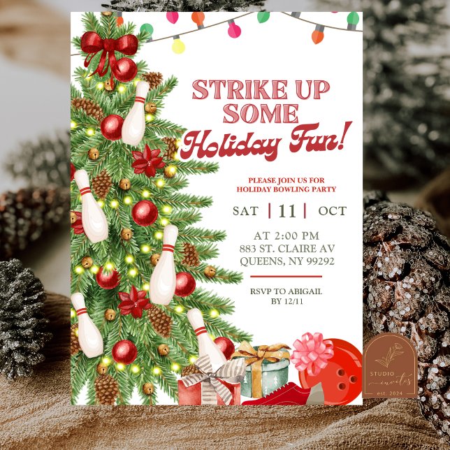 Invitación Fiesta de Bowling de las Vacaciones de Navidad (Subido por el creador)
