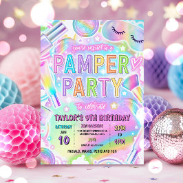 Invitación Fiesta de brillo Pamper Pastel Maquillaje de Spa C