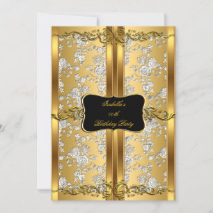 Invitación Fiesta de Brocado de Damasco de Rosa de Plata Dora