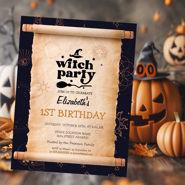 Invitación Fiesta de Brujas Cumpleaños Místico de Halloween (Subido por el creador)