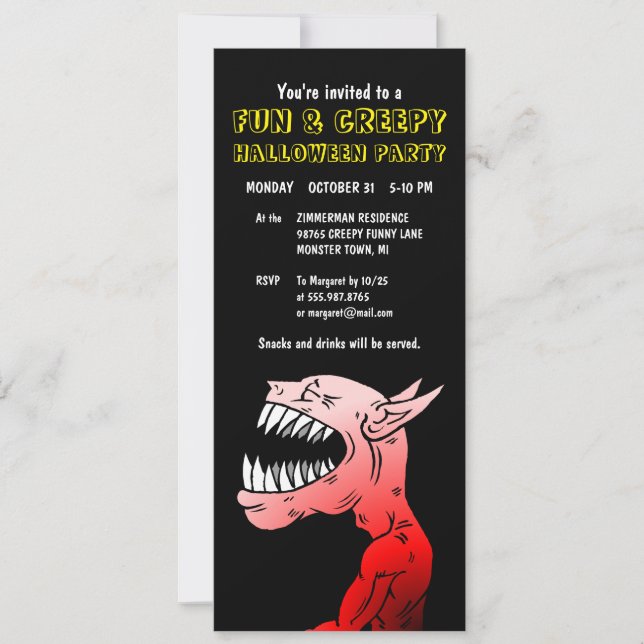 Invitación Fiesta de Brujas de Halloween (Anverso)