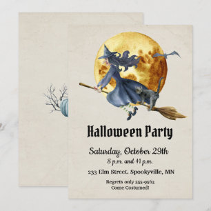 Invitación Fiesta de Brujas de Luna Llena de Halloween
