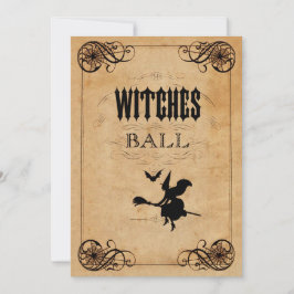 Invitación Fiesta de Brujas Vintage de Doble Cara para Hallow