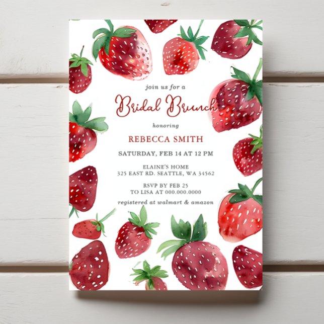 Invitación Fiesta de Brunch Bridal Temático de Fresa (Strawberry Themed Bridal Brunch Party Invitation)
