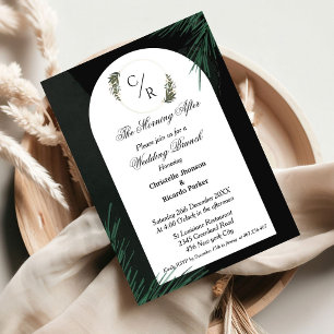 Invitación Fiesta de brunch de boda verde esmeralda de escrit