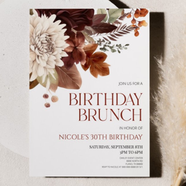 Invitación Fiesta de brunch de cumpleaños con flores florales (Subido por el creador)