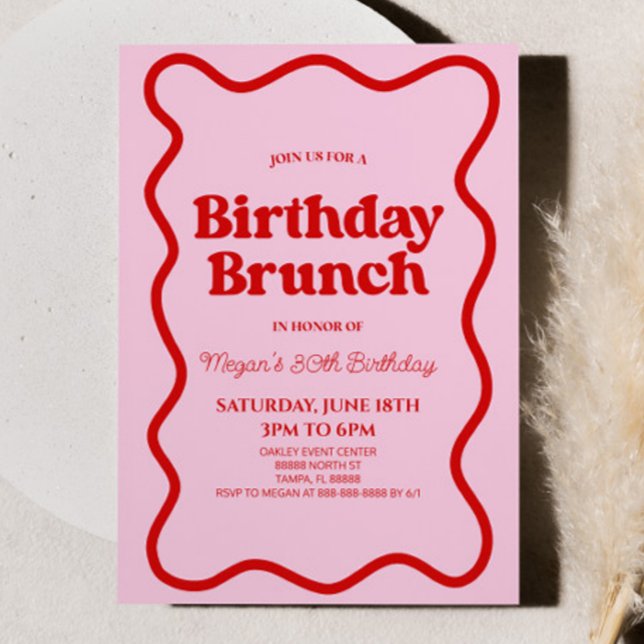 Invitación Fiesta de brunch de cumpleaños de Wavy Fronteriza  (Subido por el creador)