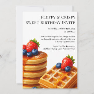 Invitación Fiesta de Brunch de Cumpleaños Panqueques y waff