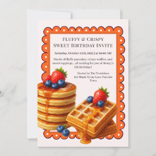 Invitación Fiesta de Brunch de Cumpleaños   Panqueques y waff