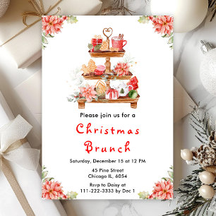 Invitación Fiesta de Brunch de Navidad Roja