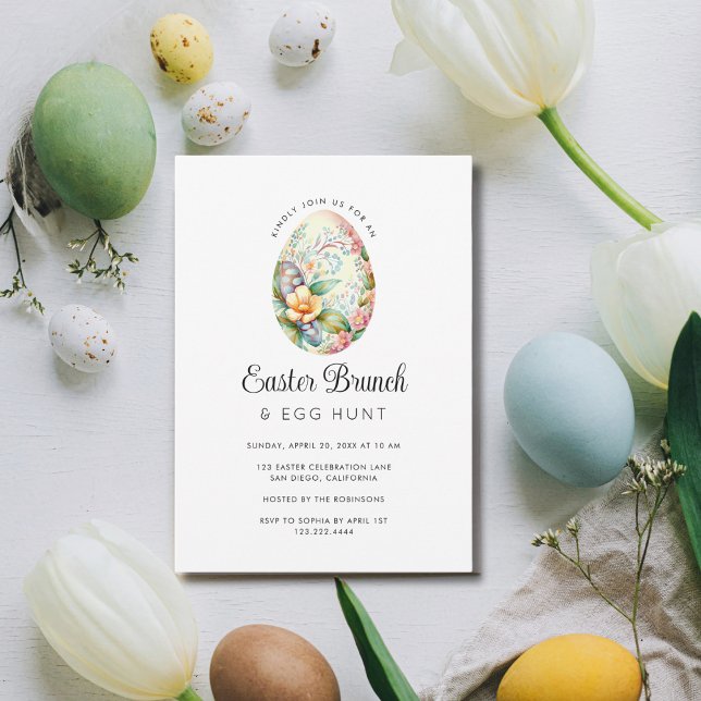 Invitación Fiesta de Brunch de Pascua de la caza de huevos co (Subido por el creador)