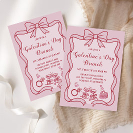 Invitación Fiesta de Brunch del Día de Galentines con Lazo Ro