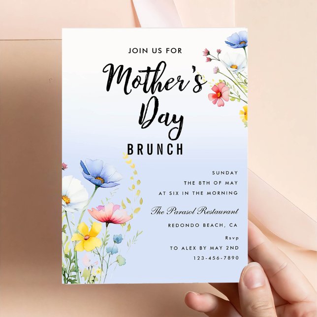 Invitación Fiesta de brunch del Día de la Madre con acuarela (Subido por el creador)