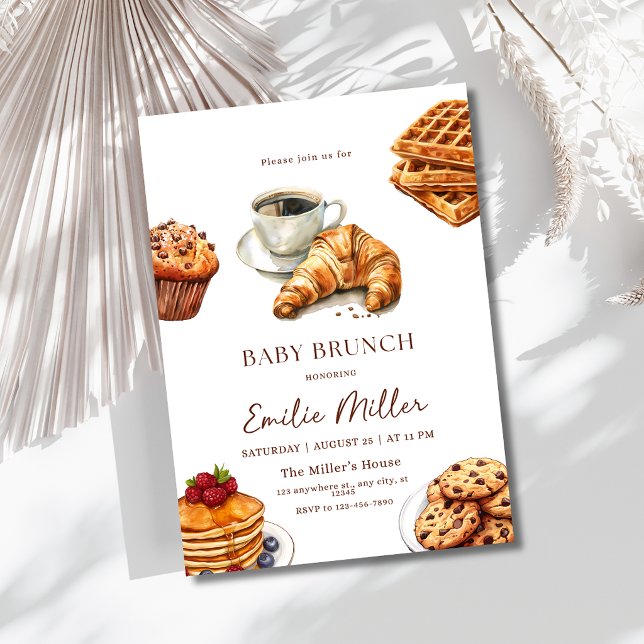 Invitación Fiesta de brunch editable para baby shower, café,  (Subido por el creador)