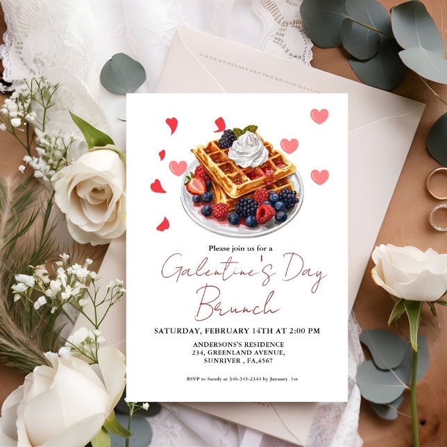 Invitación Fiesta de brunch El día de San Valentín rosa y de  (Subido por el creador)