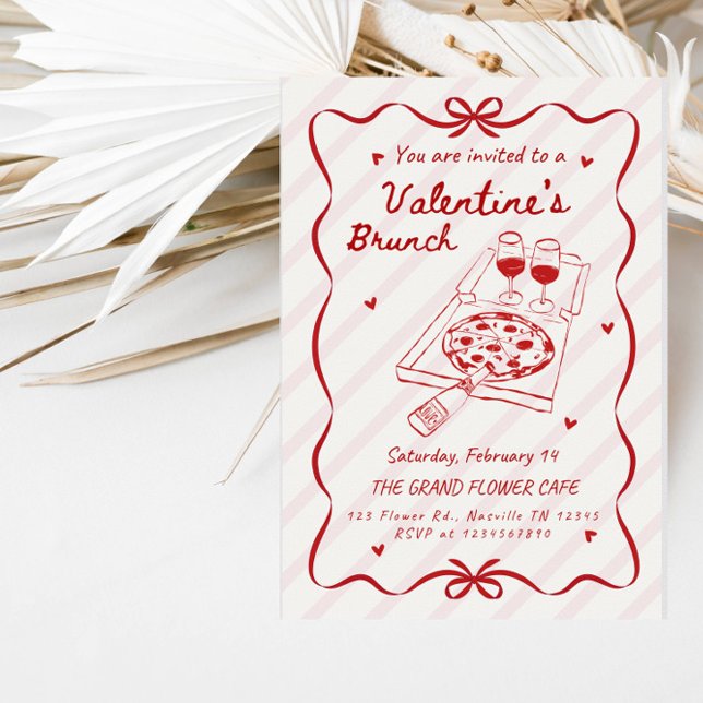 Invitación Fiesta de Brunch Elegante de San Valentín con Arte (Subido por el creador)