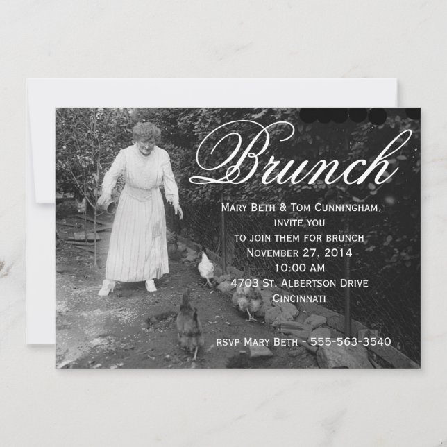 Invitación Fiesta de Brunch humorístico (Anverso)