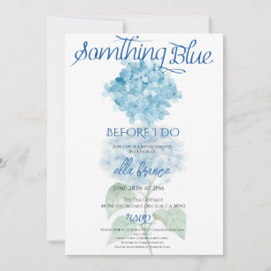 Invitación Fiesta de Brunch Nupcial Floral Azul Elegante