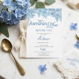 Invitación Fiesta de Brunch Nupcial Floral Azul Elegante