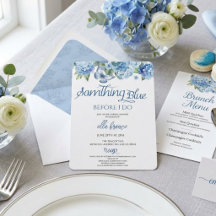 Fiesta de Brunch Nupcial Floral Azul Elegante
