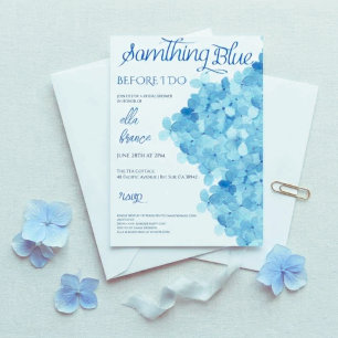 Invitación Fiesta de Brunch Nupcial Floral Azul Elegante