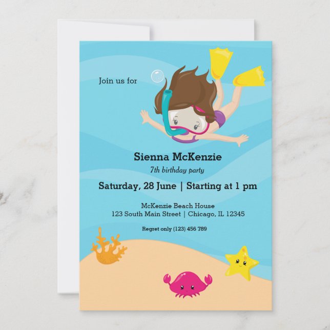 Invitación Fiesta de buceo (Anverso)