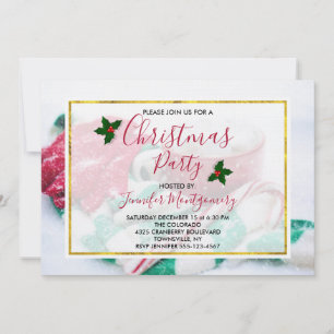 Invitación Fiesta de Bufanda y Mitones de Caña de Caramelo de