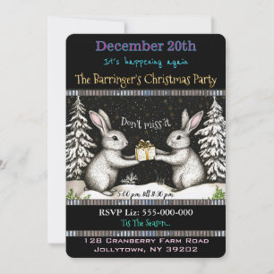 Invitación Fiesta de Bunny Night of Fun & Food Navidades