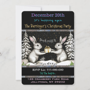 Invitación Fiesta de Bunny Night of Fun & Food Navidades