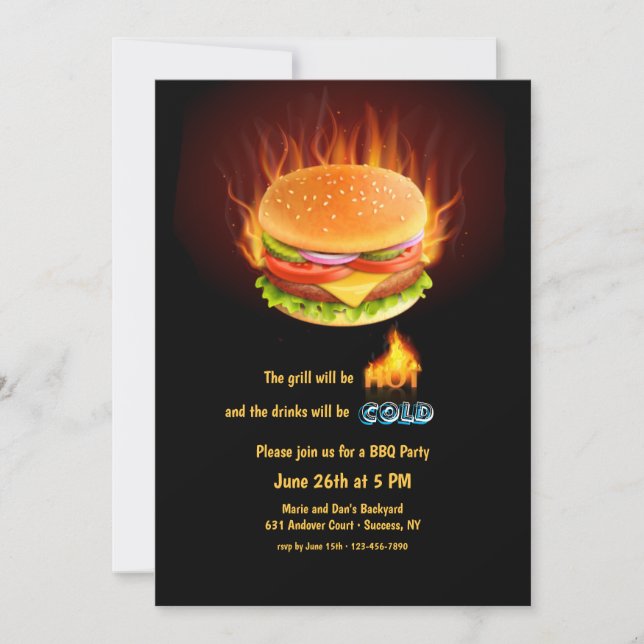 Invitación Fiesta de Burger Backyard (Anverso)