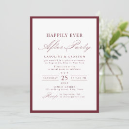 Invitación Fiesta de Burgundy Typography Felices para Siempre