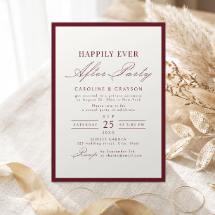 Invitación Fiesta de Burgundy Typography Felices para Siempre