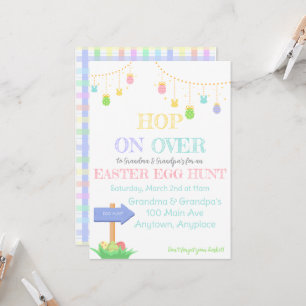 Invitación Fiesta de búsqueda de huevos de Pascua Hop On Over
