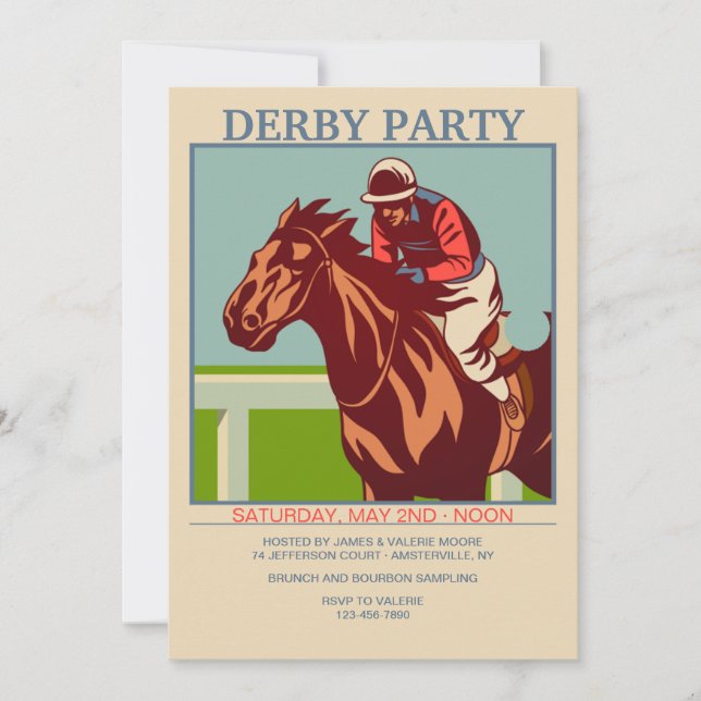 Invitación Fiesta de caballos y jockey Derby (Anverso)